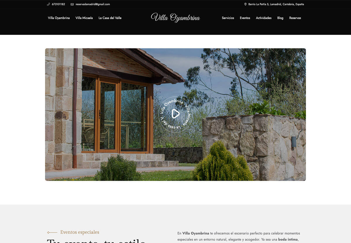 Web de los alojamientos Villa Oyambrina